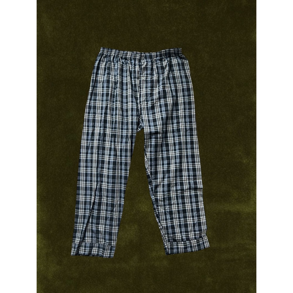 Bill Blass Mens Pajama Set Navy White Plaid Long Sleeve Button Down XL Sleepwear - Picture 10 of 12